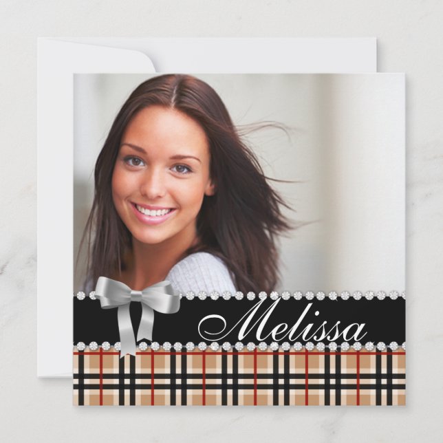 Grad Announcement Pput Mönster Photo Modern Inbjudningar (Framsida)