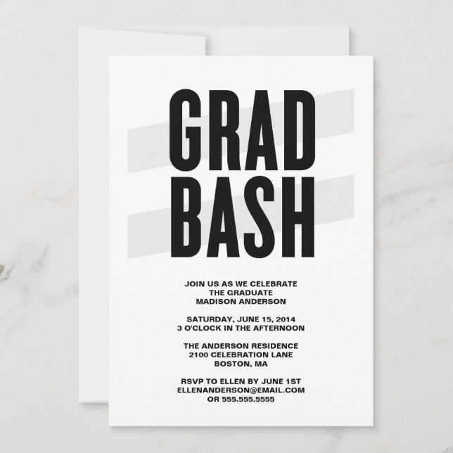 Grad Bash| Inbjudan till Studentfest (Framsida)