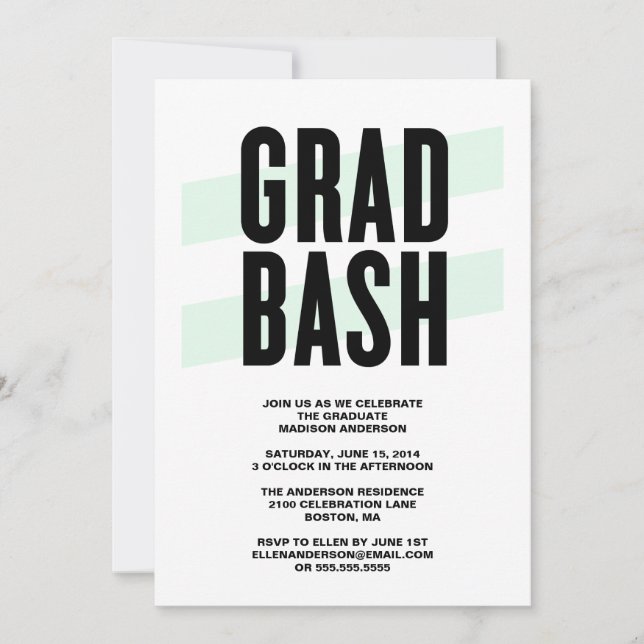 Grad Bash | Inbjudan till studentfest (Framsida)
