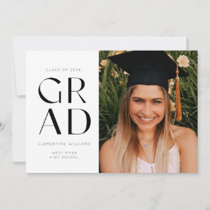 Grad Block Modern Photo Studenten Inbjudningar