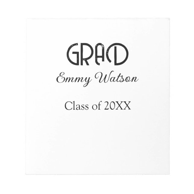 Grad bold letter graduation name class of 20XX sim Anteckningsblock (Framsida)
