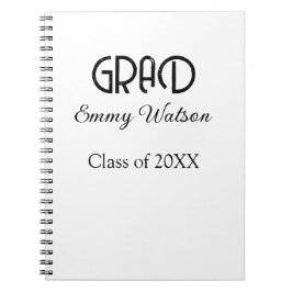 Grad bold letter graduation name class of 20XX sim Anteckningsbok