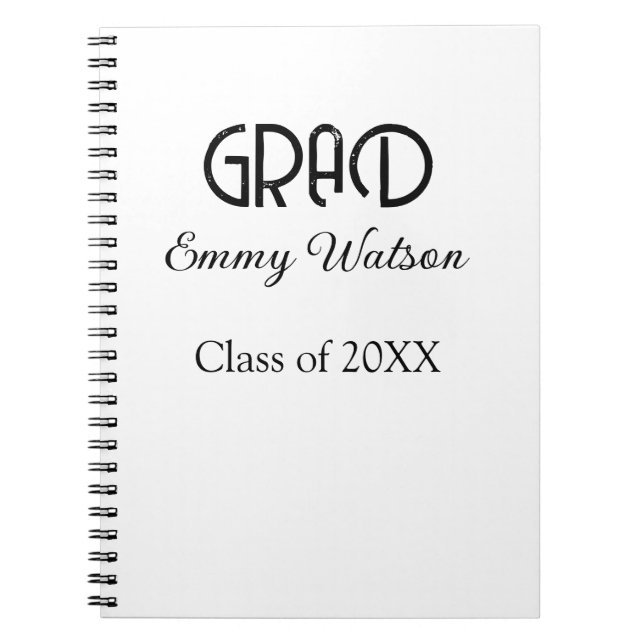 Grad bold letter graduation name class of 20XX sim Anteckningsbok (Framsidan)