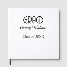 Grad bold letter graduation name class of 20XX sim Gästböcker