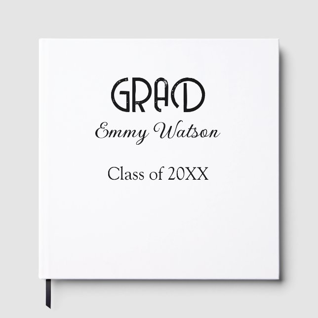 Grad bold letter graduation name class of 20XX sim Gästböcker (Framsida)