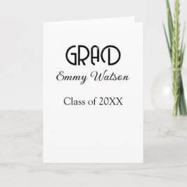 Grad bold letter graduation name class of 20XX sim Kort