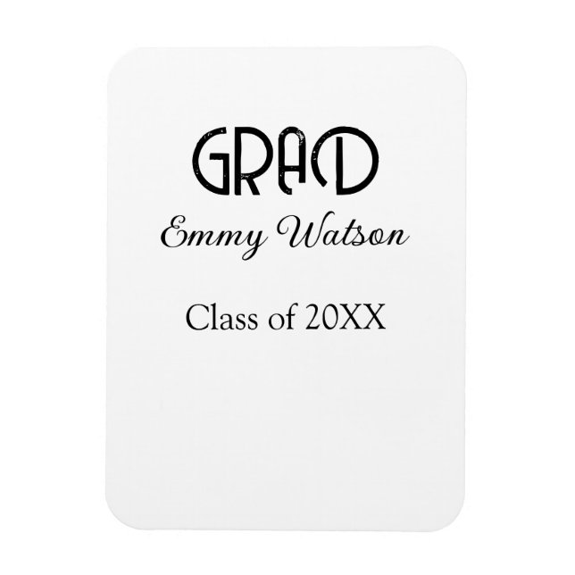 Grad bold letter graduation name class of 20XX sim Magnet (Vertikal)