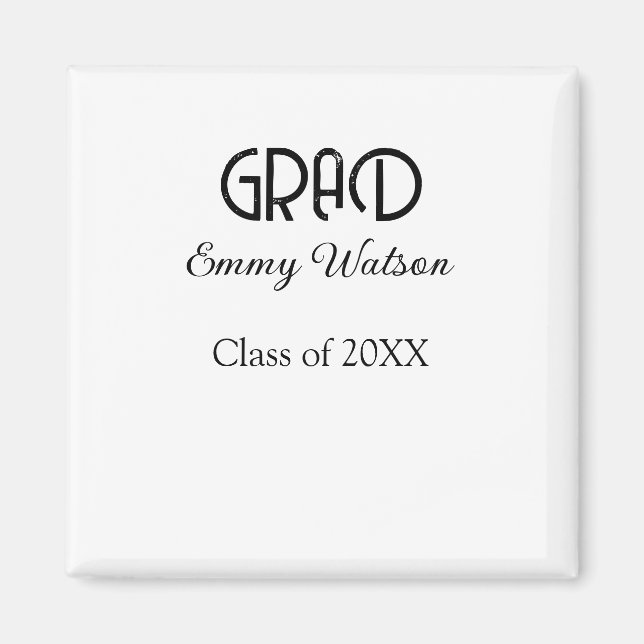 Grad bold letter graduation name class of 20XX sim Magnet (Framsidan)