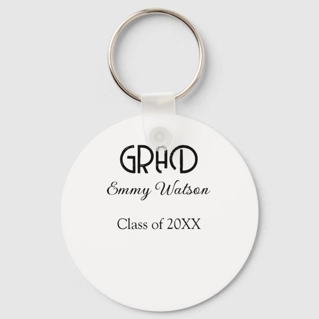 Grad bold letter graduation name class of 20XX sim Nyckelring (Framsida)