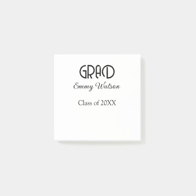 Grad bold letter graduation name class of 20XX sim Post-it Block (Framsida)