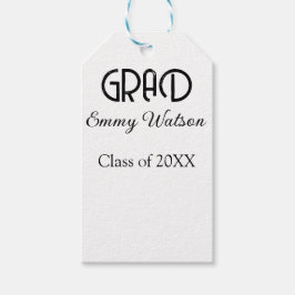 Grad bold letter graduation name class of 20XX sim Presentetikett