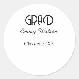 Grad bold letter graduation name class of 20XX sim Runt Klistermärke
