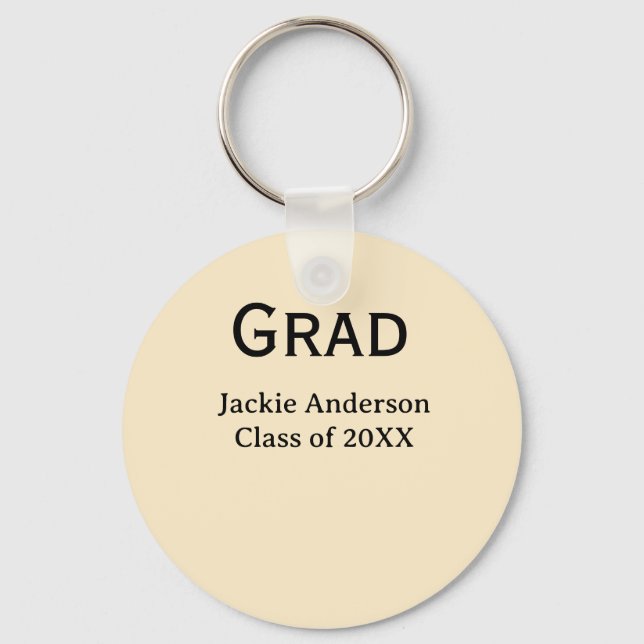 Grad bold letter name class of 20XX yellow pastel  Nyckelring (Framsida)
