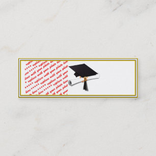 Grad Cap Diploma - Black & Guld Mini Visitkort