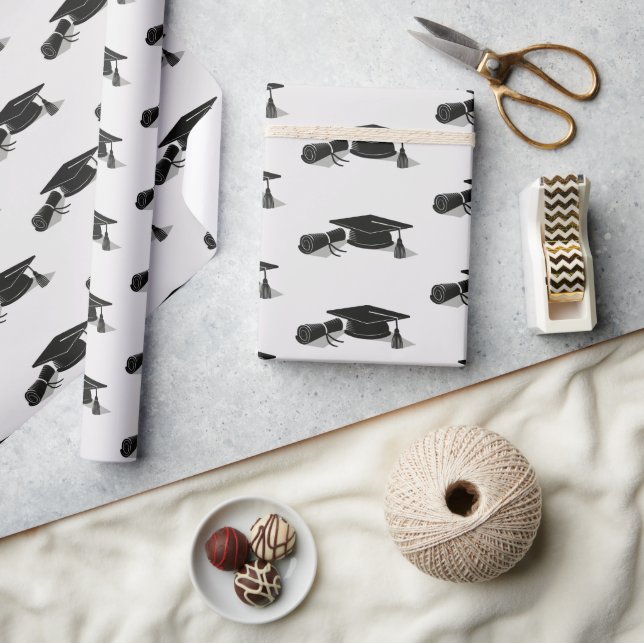 Grad Cap Diploma (Black) Studenten Presentpapper (Hantverk)