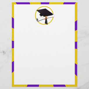 Grad Cap & Diploma - Lila och Guld School Färg Reklamblad