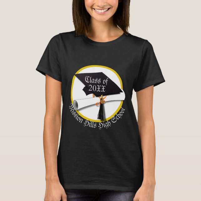 Grad Cap Diploma Studenten T Shirt (Framsida)