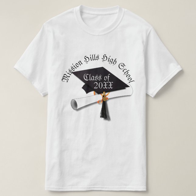 Grad Cap Diploma Studenten T-Shirt (Design framsida)