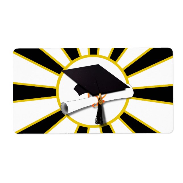 Grad Cap & Diploma w/School Färg Black and Guld Fraktsedel (Framsidan)