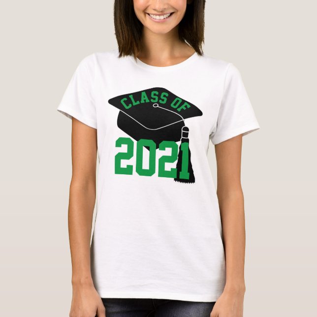 Grad Cap Grönt Class of 2024 T-Shirt (Framsida)