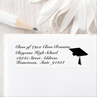 Grad Cap High School Reunion Returadress Etikett