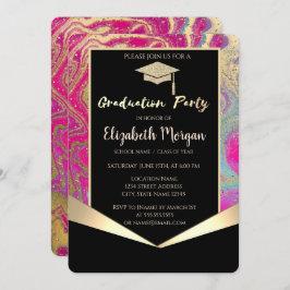 Grad Cap,Konfetti färglöst Marble Studenten Inbjudningar