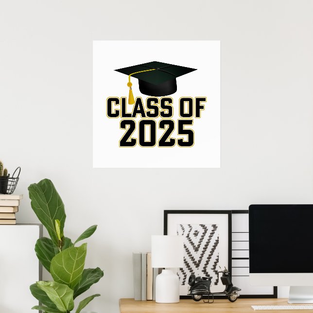 Grad Cap Letterman Class of 2025 Poster (Hemmakontoret)
