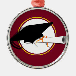 Grad Cap-lutning med Färger Red och Guld Julgransprydnad Metall