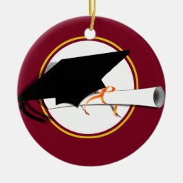 Grad Cap-lutning med Färger Red och Guld Julgransprydnad Metall