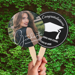 Grad Cap Modern Student Photo Black