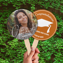 Grad Cap Modern Student Photo Burnt Orange för fot