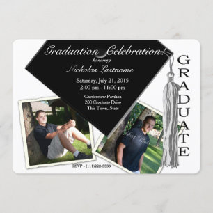Grad Cap och Tassel med foton Inbjudningar