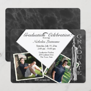 Grad Cap och Tassel Twin Photo Inbjudningar