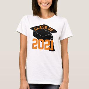 Grad Cap Orange Class of 2021 T Shirt