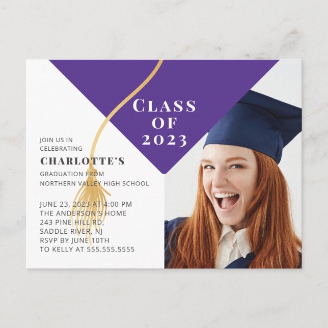 Grad Cap Photo Studenten-inbjudan Inbjudan Vykort (Framsida)