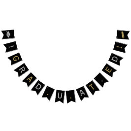 Grad Cap & Tassel, diplomat i Silver, Guld & Black Vimplar