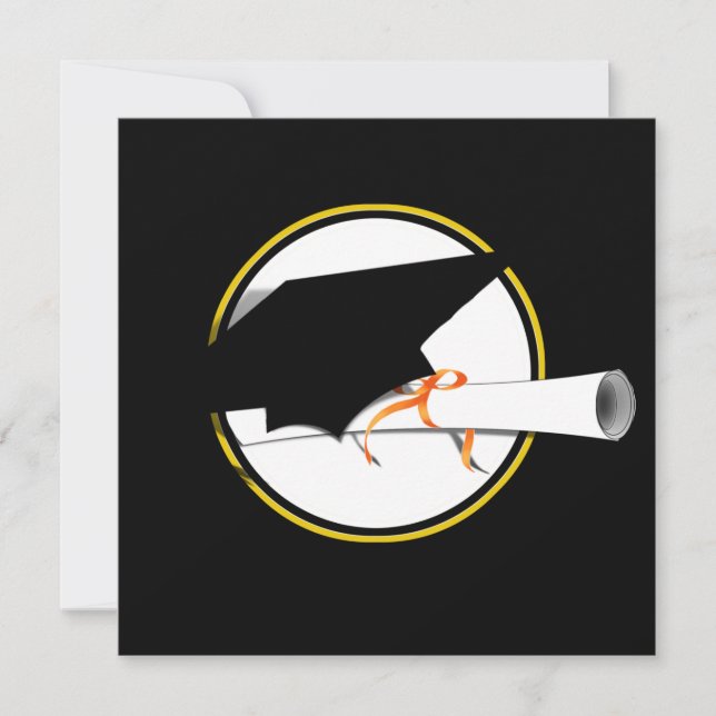 Grad Cap Tilt på svart bakgrund Inbjudningar (Framsida)