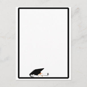 Grad Cap Tilt w/ School Färg Black and White Vykort