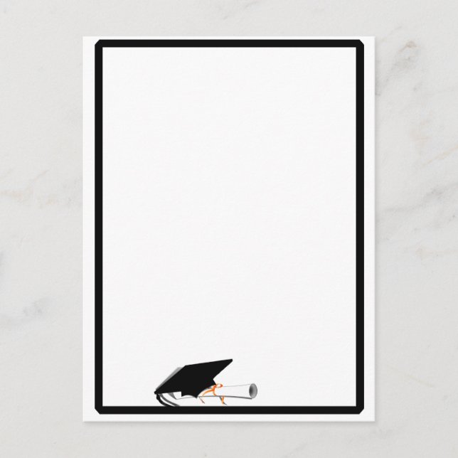 Grad Cap Tilt w/ School Färg Black and White Vykort (Framsida)