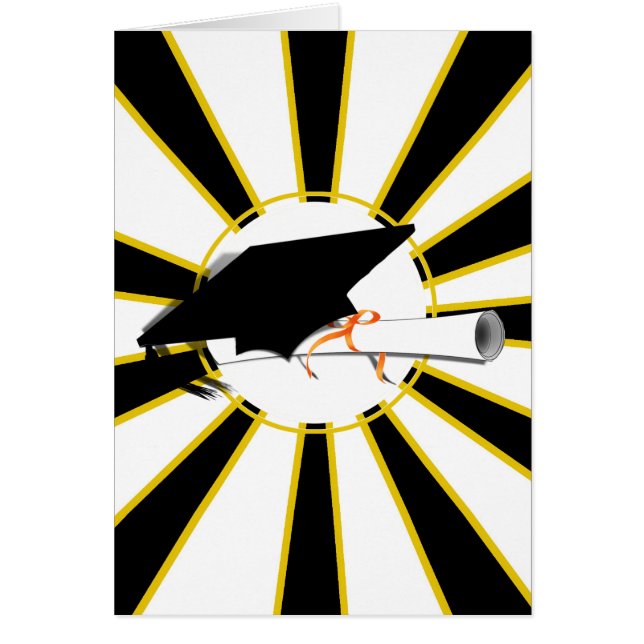 Grad Cap Tilt w/ School Färg Black och Guld Hälsningskort (Framsidan)