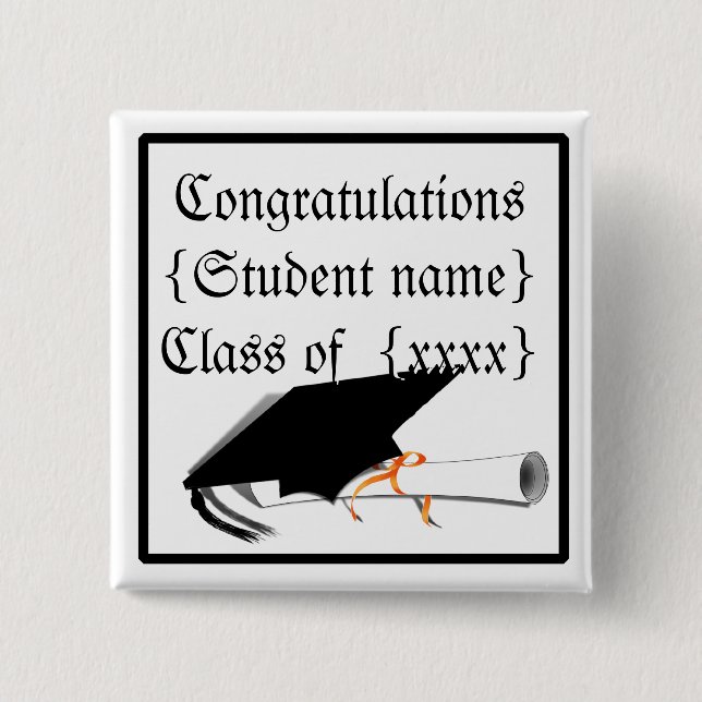 Grad Cap Tilt w/School Färg Knapp (Framsida)