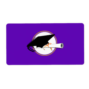 Grad Cap Tilt w/ School Färg Lila and Guld Fraktsedel