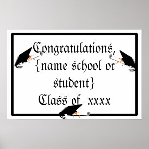 Grad Cap Tilt w/School Färg Poster