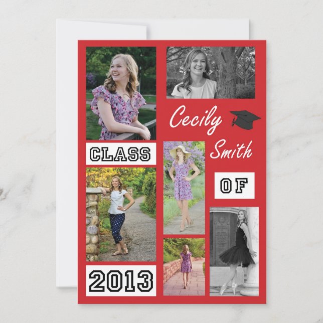 Grad Card 5x7 Cecilia Inbjudningar (Framsida)