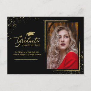 Grad Chic Examenstillkännagivande Guldglitter Vykort