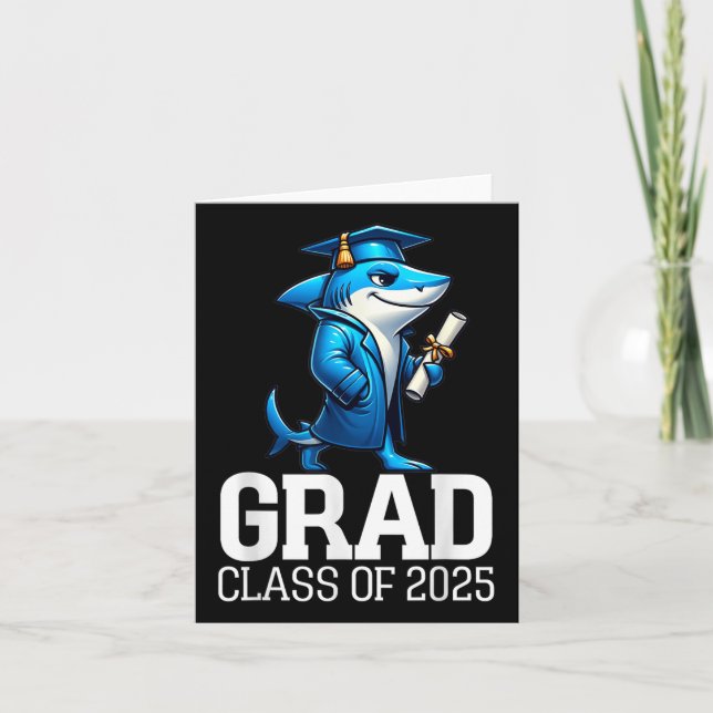 Grad Cl från 2025 Boys Shark Funny Studenten Gradu Kort (Framsida)