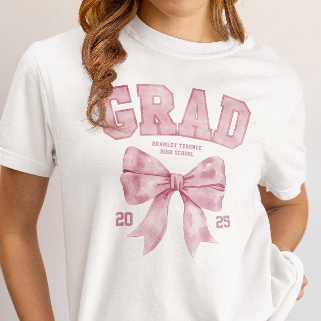 Grad Class of 2025 Rosa Bow Studenten Year T Shirt (Skapare uppladdad)