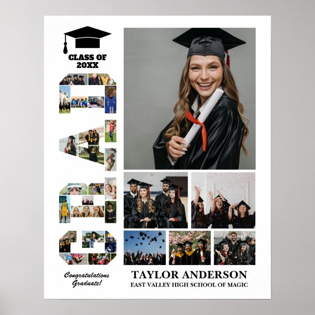 Grad Class Senior Studenten Day DIY Photo Collage Poster (Framsidan)