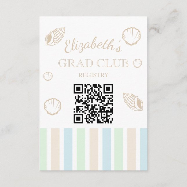 Grad Club Beach Party Registry Tilläggskort (Framsida)