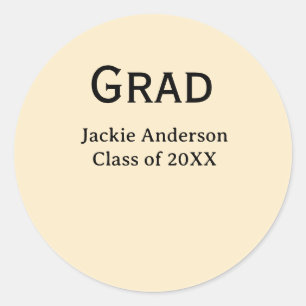 Grad examen bokstav namn klass av 20XX gul pastell Runt Klistermärke